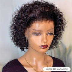 Brazilian Human Hair Pixie Cut Wig with T Part Lace Front Short Curly Wig