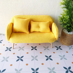 1x11.8 Inch Dollhouse Floor Tile Model PU Leather Floral Pattern Orange Flowers