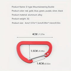 6pcs Aluminum D-Shaped Hanging Buckle Multifunctional Hook