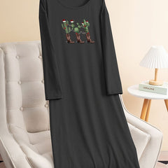 Christmas Lounge Dress Women's Plus Christmas Hat Cactus & Boots Tee