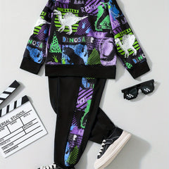 Boys Dino Print Sweatshirt & Sweatpants Set