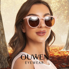 OUWEN Retro Round Polarized Sunglasses UV400 Protection