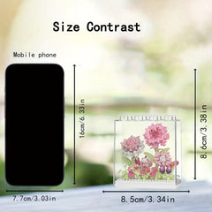 Flower Building Blocks Set DIY Craft Flower Bouquet Kit with Acrylic Case