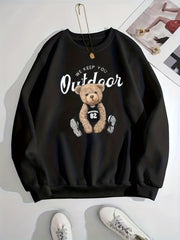 Toy Bear Print Pullover Sweatshirt for Women