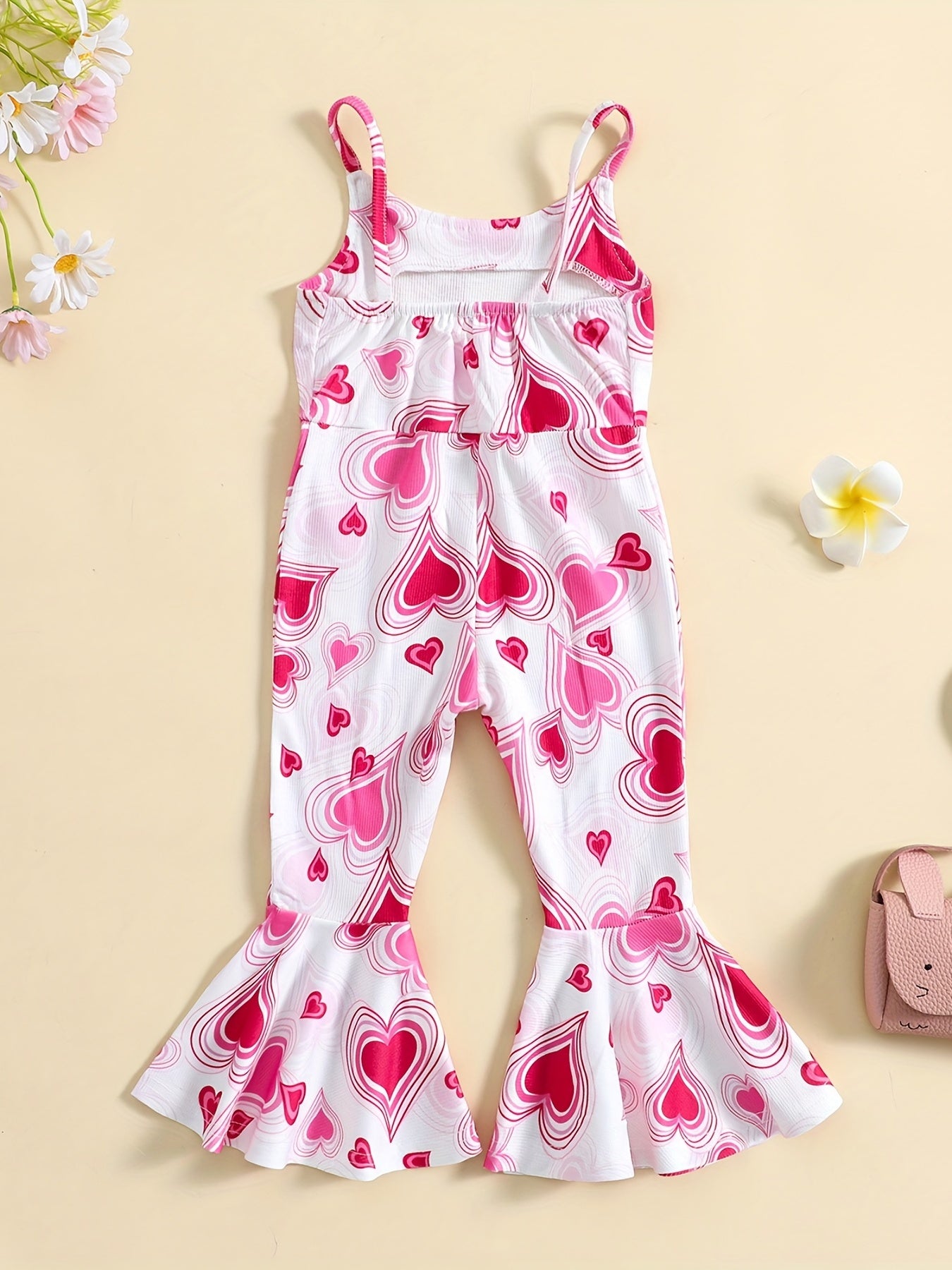 Heart Print Cami Jumpsuit for Toddler Girls