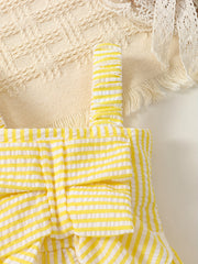 Baby Girls Plaid Bowknot Onesie for Summer