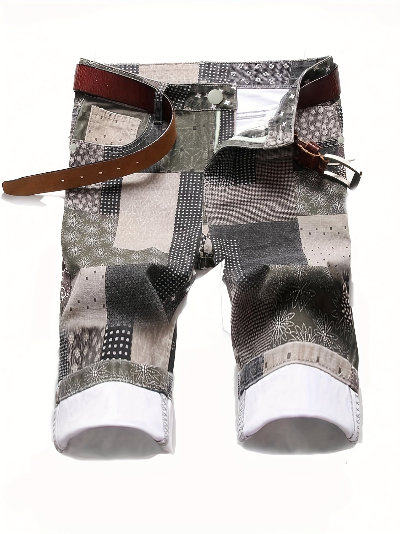 Men's Casual Stars Print Cotton Jean Shorts