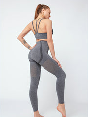 2pcs Yoga Suit Quick Drying Sports Tank Top Bra & High Waist Leggings