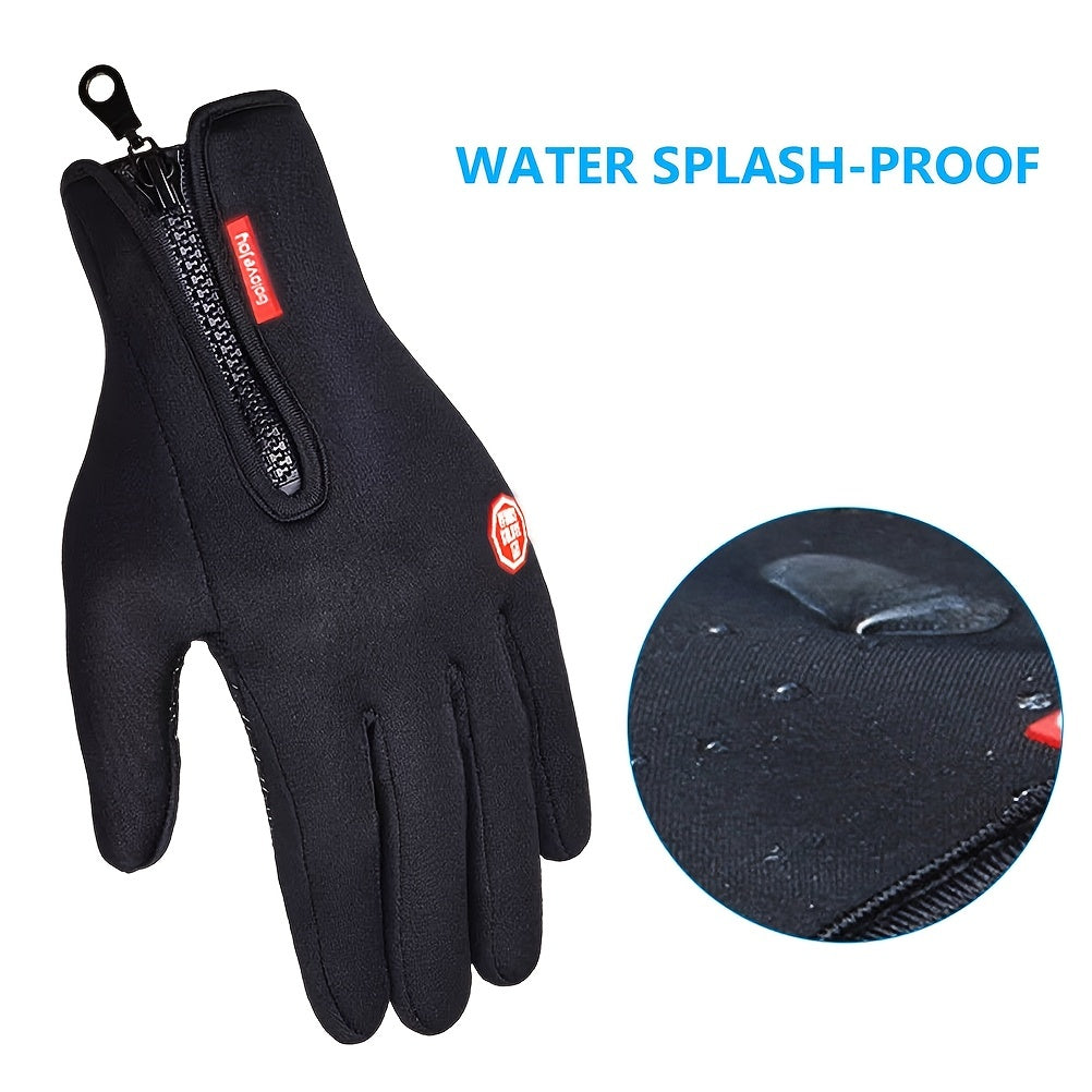 Stay Warm & Dry: 1pair Outdoor Windproof Fleece Gloves