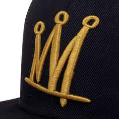 Golden Crown Embroidery Snapback Hat Lightweight Baseball Cap Adjustable Golf