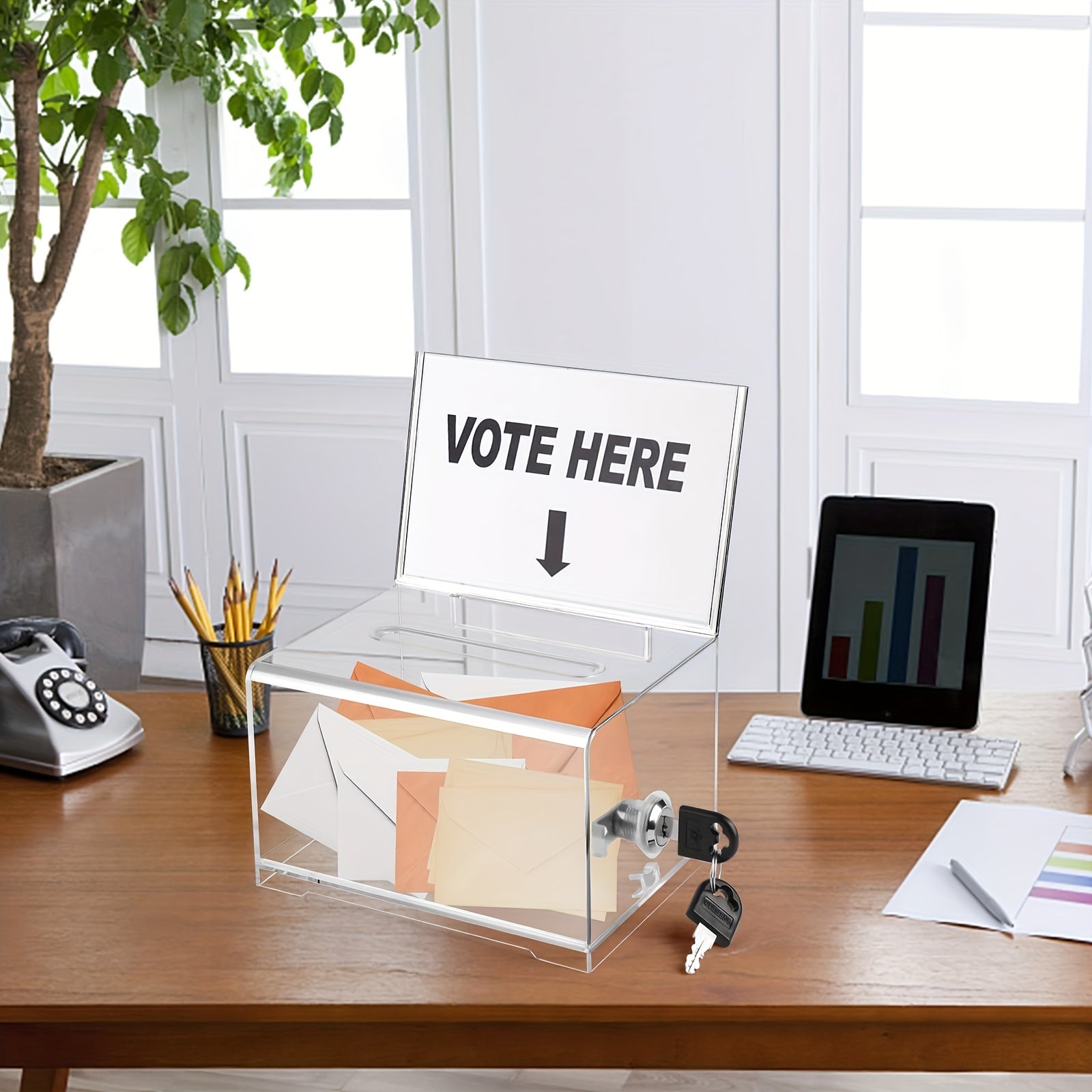 Acrylic Donation Box With Lock Ballot Box Sign Holder