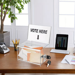 Acrylic Donation Box With Lock Ballot Box Sign Holder