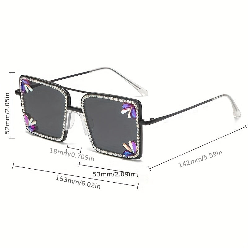 Metal Sunglasses Rhinestone Gradient Glasses UV400