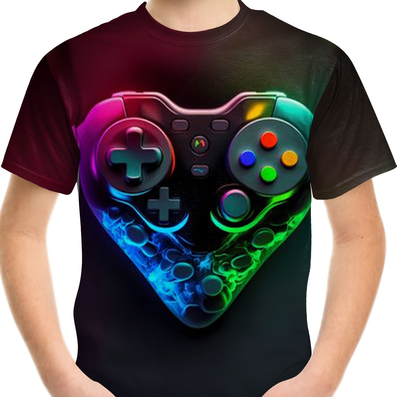 Heart Shape Gamepad 3D Print Boy's Short Sleeve T-shirt