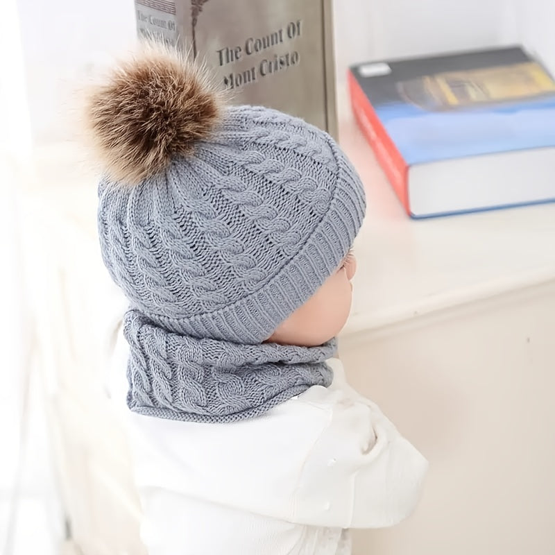Kids Warm Winter Beanie and Scarf Set