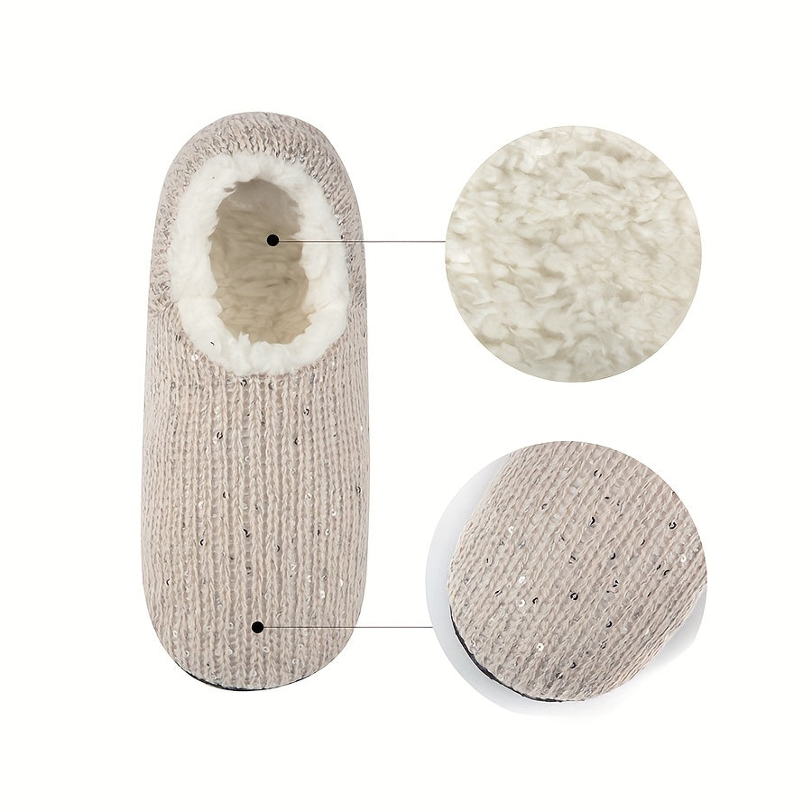 2 Pairs Plush Lined Socks Soft & Warm Low Cut Floor Socks Women's Stockings