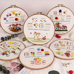3D Embroidery Starter Kit Cross Stitch Cat Animal Flower Patterns Embroidery Hoo
