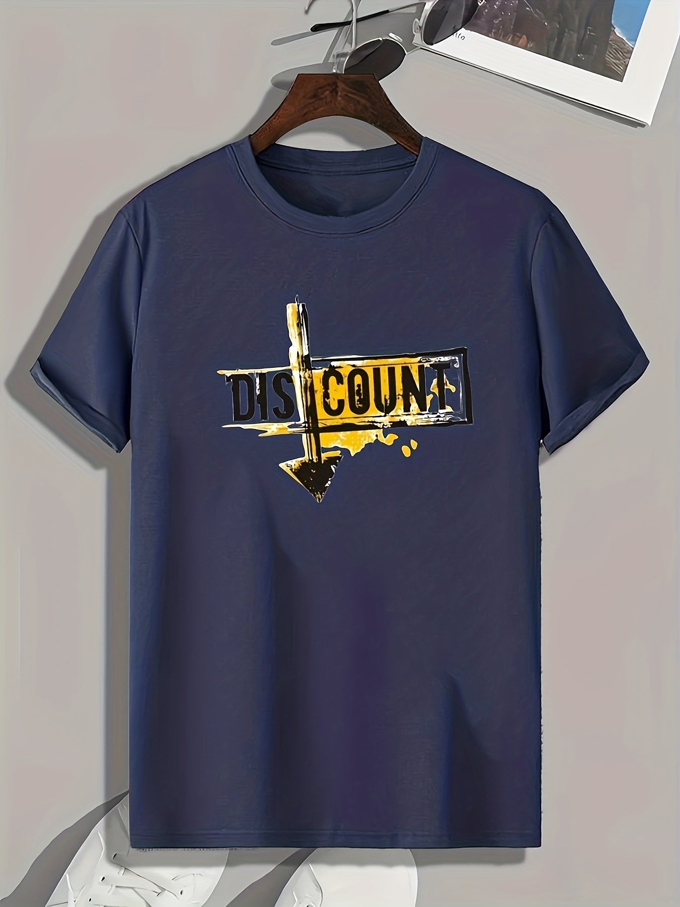 Pattern Print Men's Comfy Sports T-shirt Graphic Tee for Fitness Activities