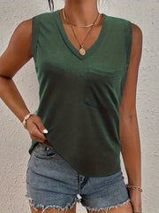 Solid V Neck Tank Top Sleeveless Casual Summer Women's Clothing