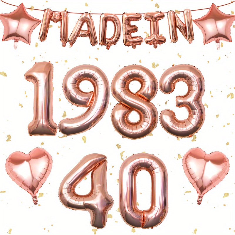 Rose Golden Birthday Decorations For Women Large Number Balloons Banner Set