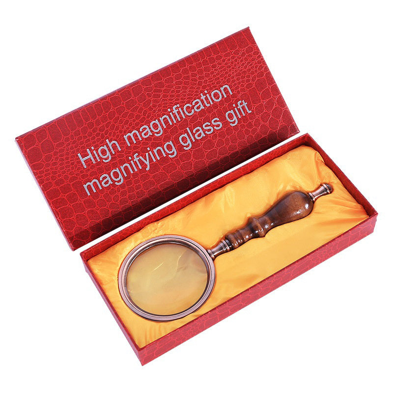Vintage Magnifying Glass Wooden Handle Retro Handheld Magnifier