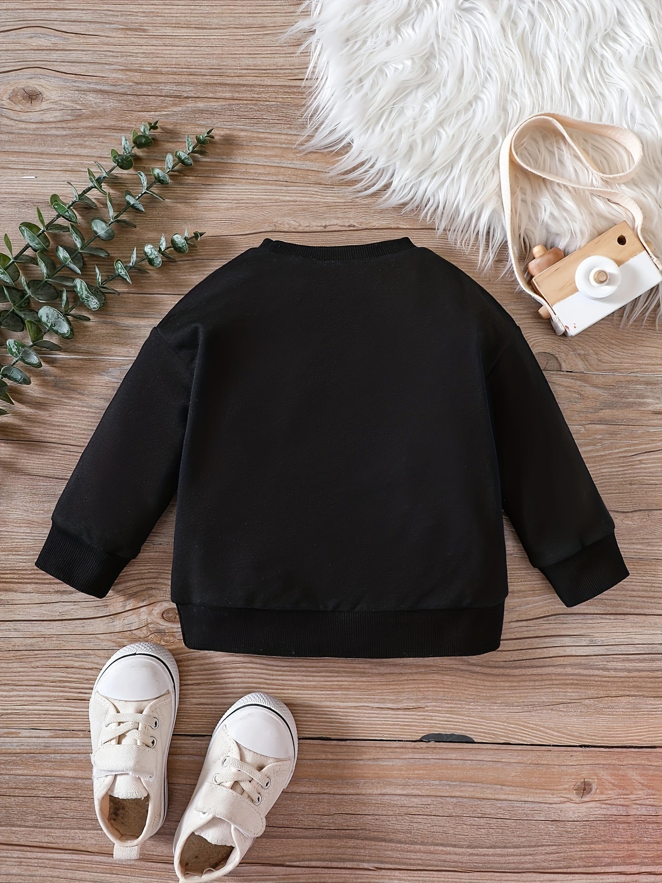 Baby Boy's Round Neck Pullover Letter Print Long Sleeve Sweatshirt