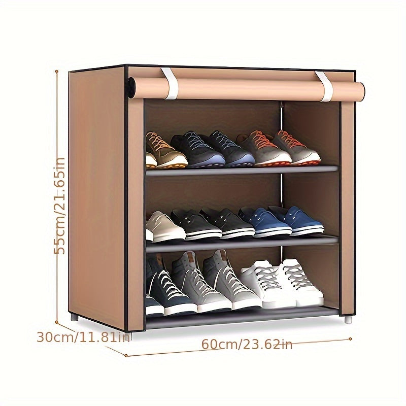1pc Large Capacity Shoe Rack With Dust-Proof Curtain - Maximize Shoe Storage