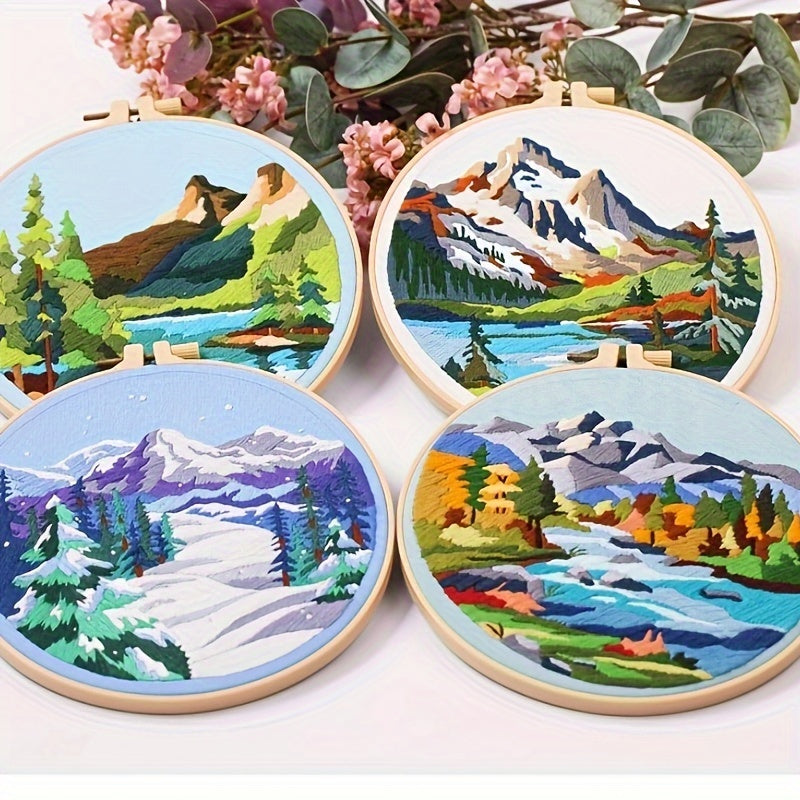 Landscape Embroidery DIY Material Bag Kit with Bandage