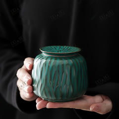 Atrovirens Funeral Ceramics Ash Urn for Small Animals Dog Keepsake