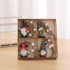 12pcs Wooden Christmas Ornaments Faceless Old Man Pendant Box