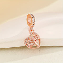 Rose Golden Alloy Heart Tree Pendant DIY Charms Supplies Jewelry