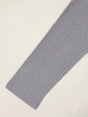 Ribbed Long Sleeve V Neck Drawstring Ruched Dress