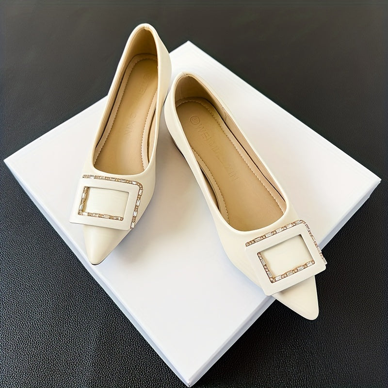 Women's Buckle Decor Slip-On Chunky Heel Shoes