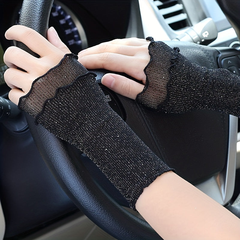 Breathable Mesh Sleeve Wrist Decoration Fingerless Gloves
