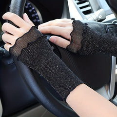 Breathable Mesh Sleeve Wrist Decoration Fingerless Gloves
