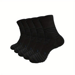 5Pairs Outdoor Basketball Socks for Men Running Training