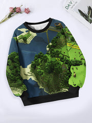 Girls Boys Island Graphic Sweatshirt Long Sleeve Pullover Top