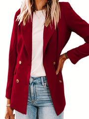Double Breasted Lapel Neck Blazer for Office & Work