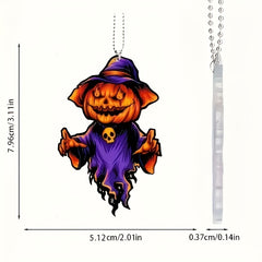 2D Acrylic Scary Pumpkin Head Ornament Halloween Christmas Tree Car Accessory