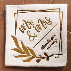 20pcs Mr And Mrs Foil Beverage Napkins Wedding Shower Table Decor