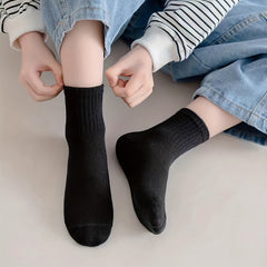3 Pairs Solid Crew Sports Socks for Women