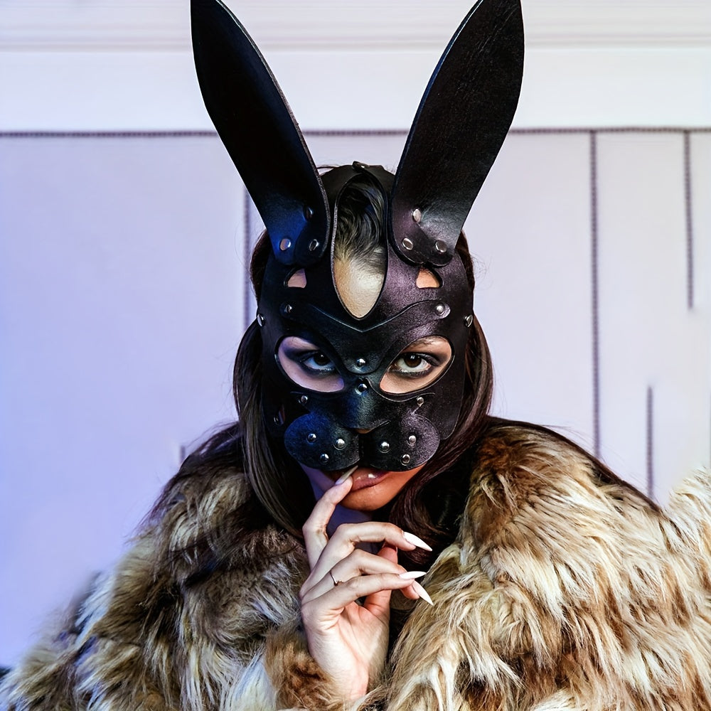 Punk Rabbit Ears Masks Cosplay Party Halloween Half Face Mask