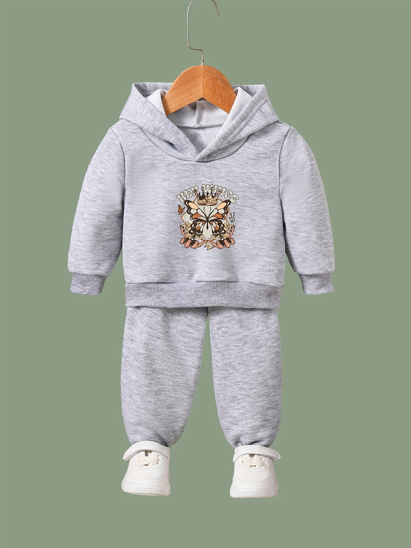 Retro Butterfly Graphic 2pcs Set Girls Casual Comfy Breathable Activewear Set