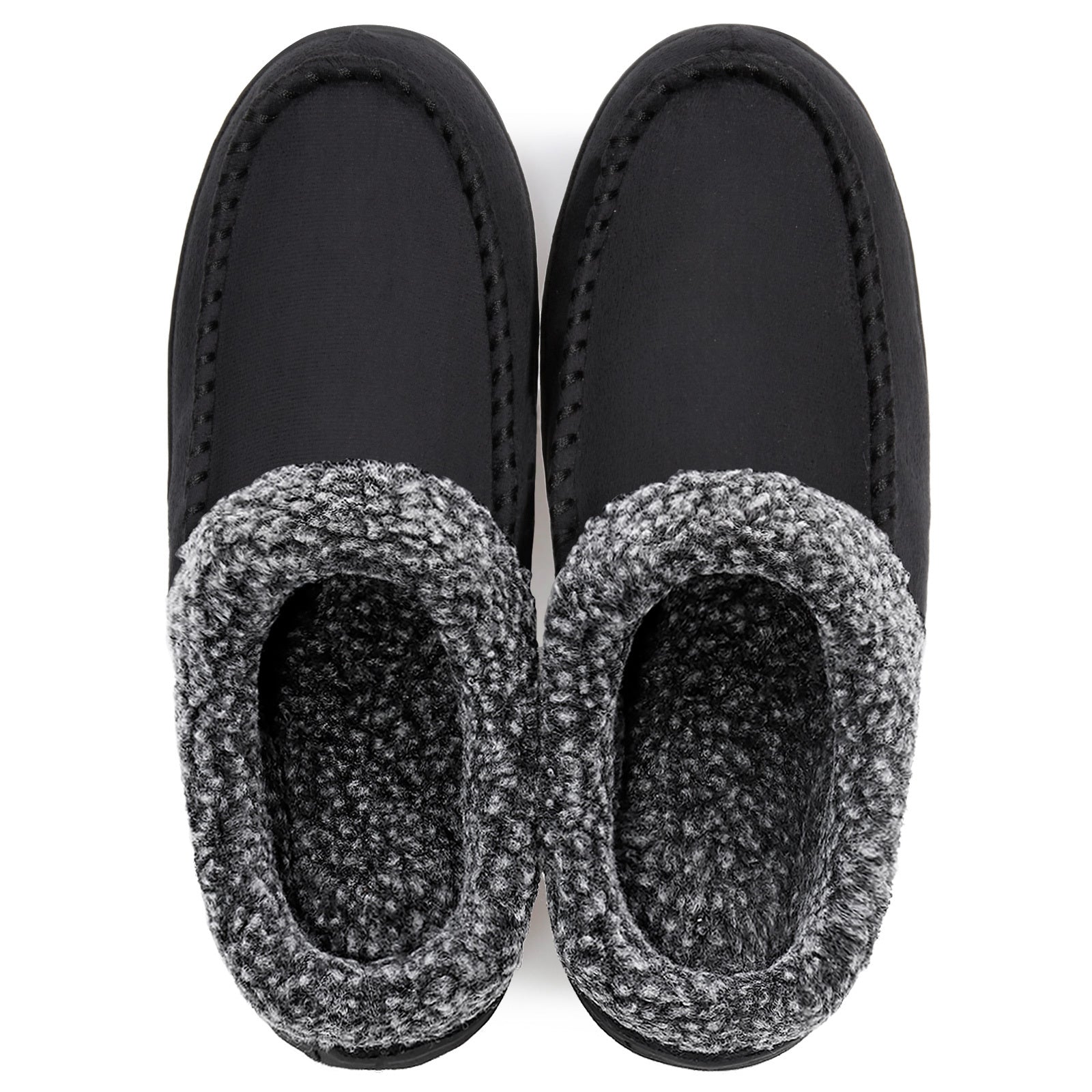 Men's Cozy Plush Lined House Shoes Anti-Skid Slip-On Indoor Bedroom Slippers