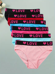 6pcs Letter Print Briefs Low Rise Comfy Intimates Panties Women's Lingerie