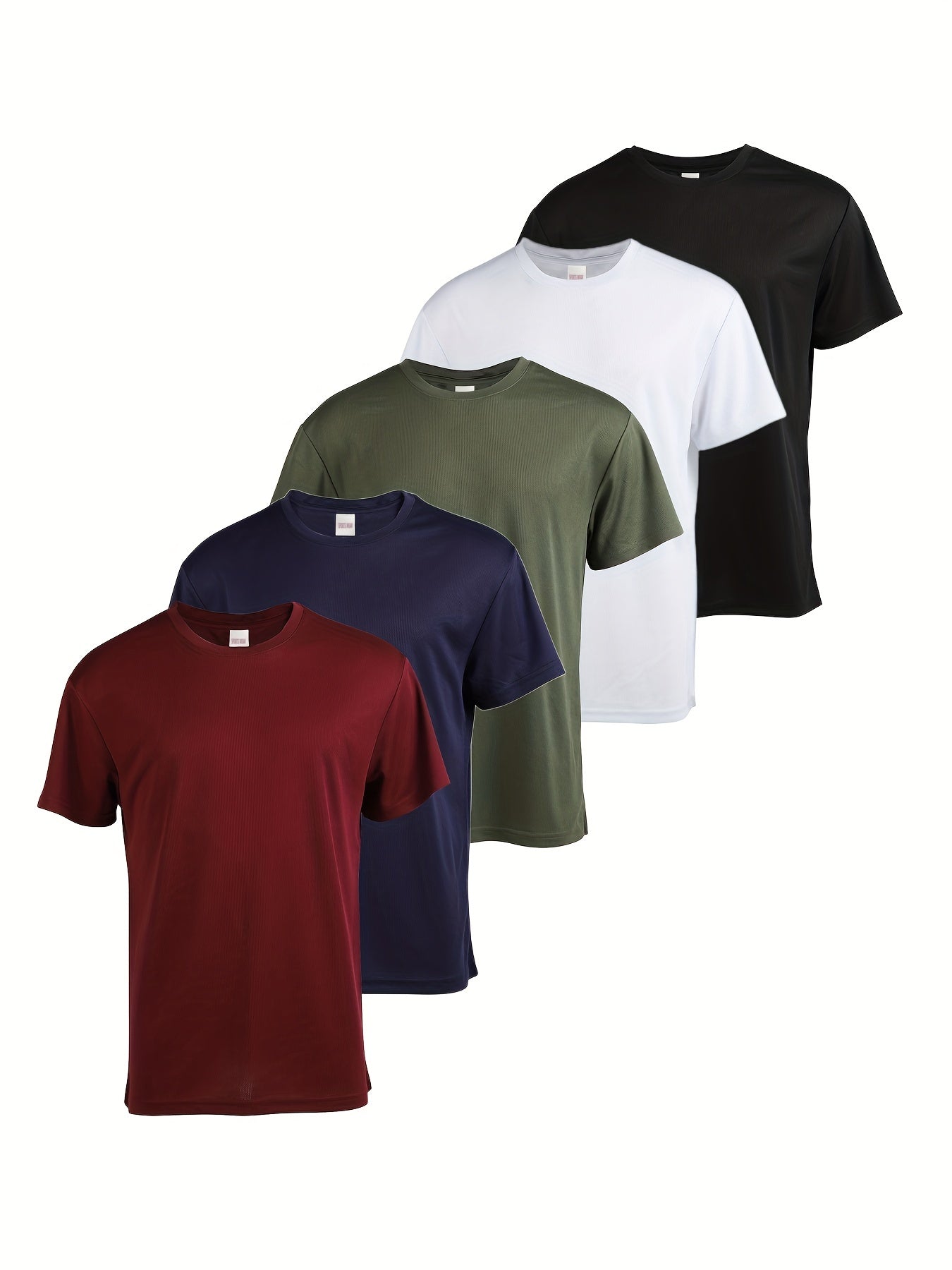 5pcs Men's Quick Drying Moisture Wicking T Shirt for Outdoor Gym Running Fitness