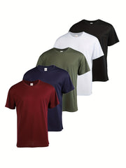5pcs Men's Quick Drying Moisture Wicking T Shirt for Outdoor Gym Running Fitness