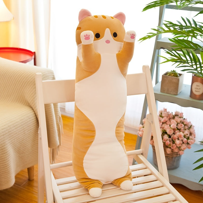 Cartoon Cat Plush Toy Figure Long Cat Sleeping Throw Pillow