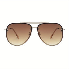 OUWEN Oversized Aviator Polarized Sunglasses Gradient Tea Lens