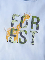 Boys Giraffe Graphic T-shirt & Tropical Leaves Shorts Set